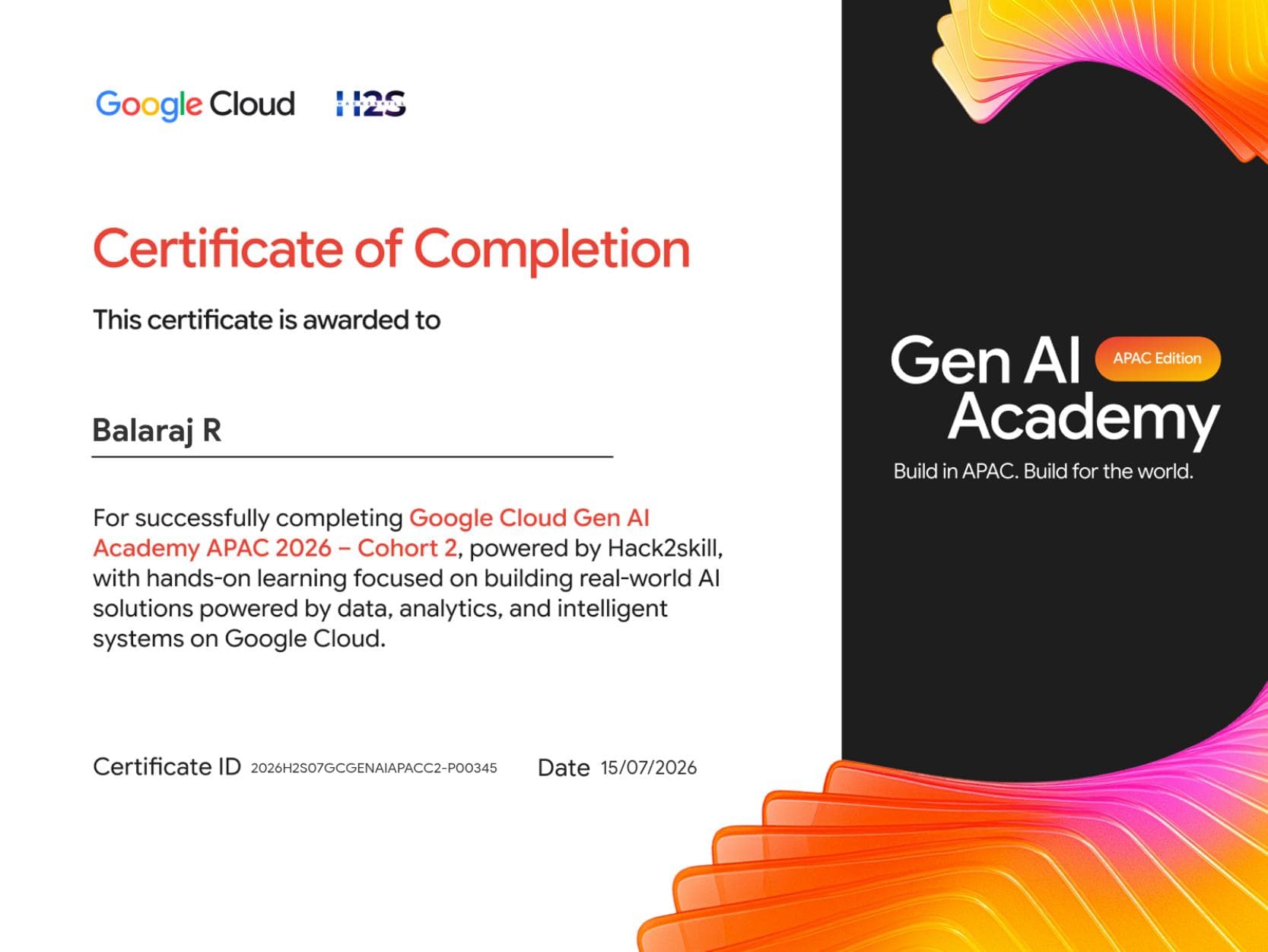 Google Cloud Gen AI Academy APAC 2026 — Cohort 2